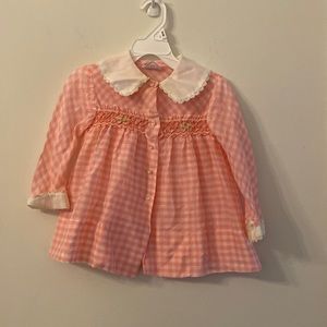 Vintage Polly flinders hand smocked pink dress size 2t
